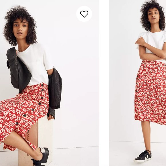 Madewell Side Button Skirt in Full Bloom - Picture 3 of 4